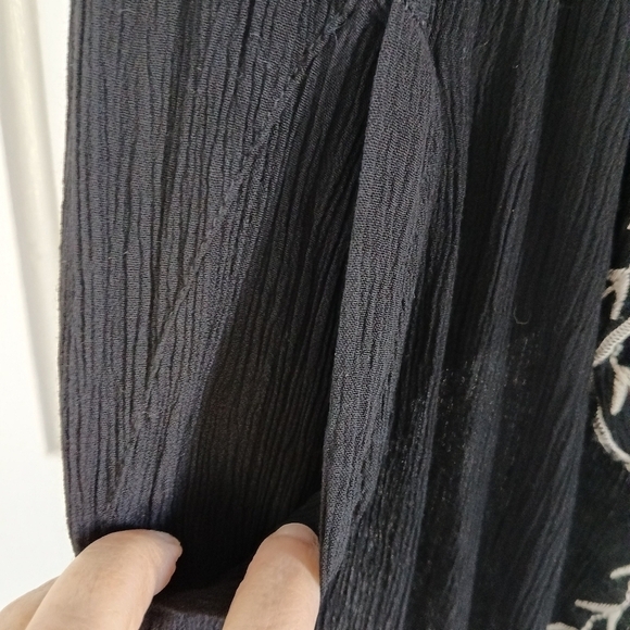 Hot & Delicious Kimono Top Open Front Cardigan Embroidered Sleeves Pockets - Picture 7 of 14